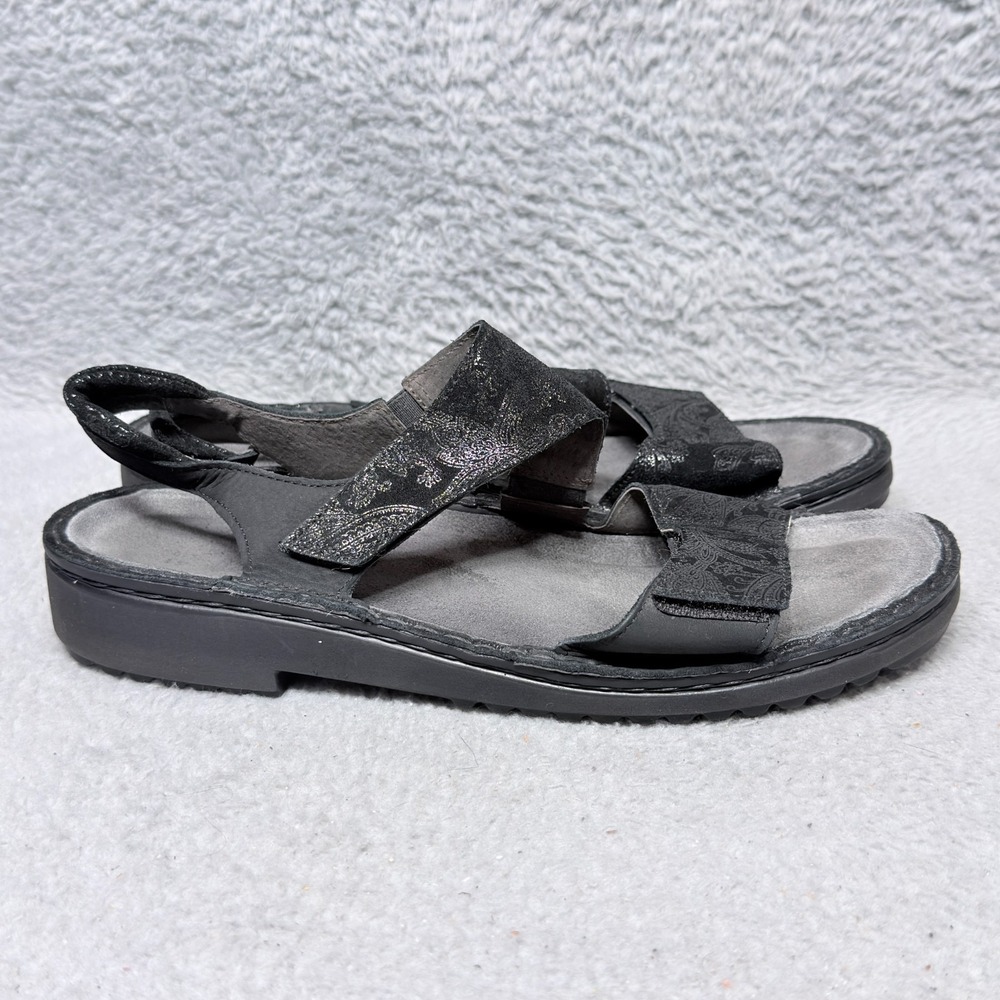 Naot Enid Womens Size 41 US 10-10.5 Ankle Strap Sandals Shoes Black Leather